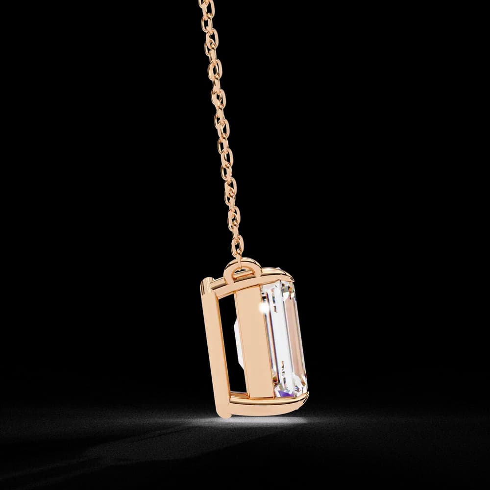 Minimalist Emerald Cut Lab Grown Diamond Necklace - Image 8 Minimalist Emerald Cut Lab Grown Diamond Necklace, view 8 of 17