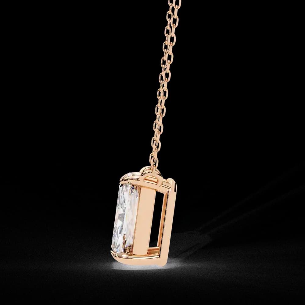 Minimalist Emerald Cut Lab Grown Diamond Necklace - Image 9 Minimalist Emerald Cut Lab Grown Diamond Necklace, view 9 of 17