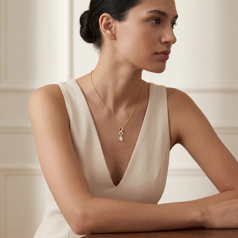 Minimalist Geometric Form Lab Grown Diamond Pendant - Image 3 Minimalist Geometric Form Lab Grown Diamond Pendant, view 3 of 5