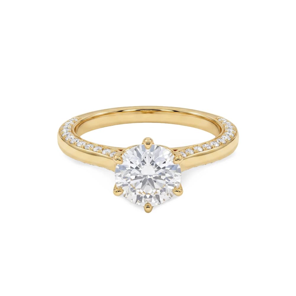 Minimalist Round Hidden Halo Lab Grown Diamond Ring - Image 1 Minimalist Round Hidden Halo Lab Grown Diamond Ring, view 1 of 3