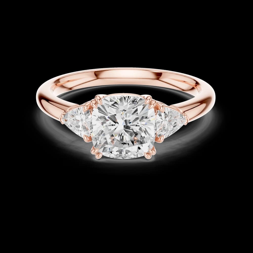Cushion Trillion Three Stone Lab Grown Diamond Ring - Image 1 Cushion Trillion Three Stone Lab Grown Diamond Ring, view 1 of 6