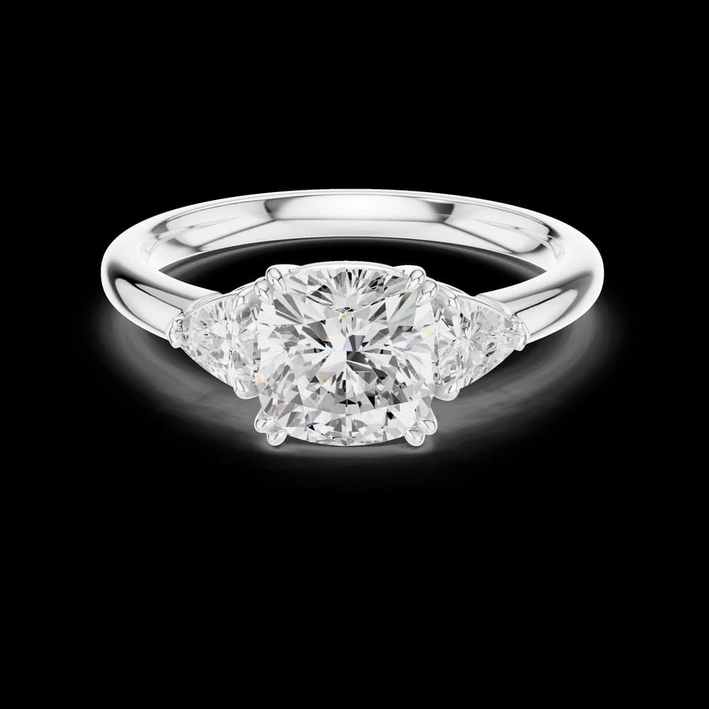 Cushion Trillion Three Stone Lab Grown Diamond Ring - Image 2 Cushion Trillion Three Stone Lab Grown Diamond Ring, view 2 of 6