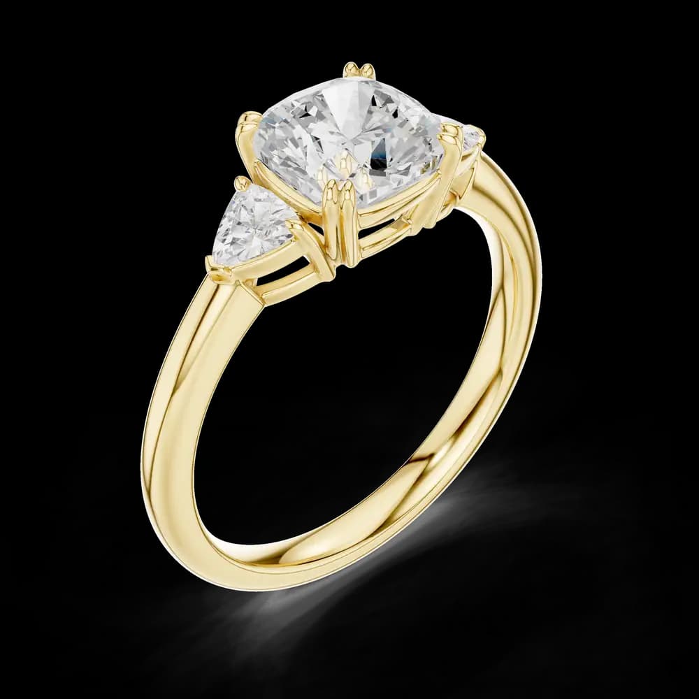Cushion Trillion Three Stone Lab Grown Diamond Ring - Image 5 Cushion Trillion Three Stone Lab Grown Diamond Ring, view 5 of 6