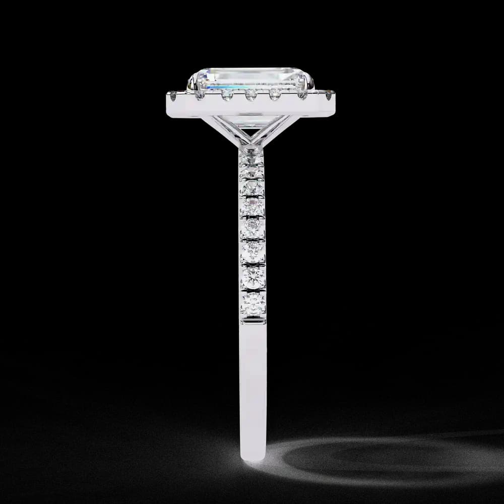 Mira Radiant-Cut Lab Grown Diamond Solitaire Ring with Halo - Image 3 Mira Radiant-Cut Lab Grown Diamond Solitaire Ring with Halo, view 3 of 11
