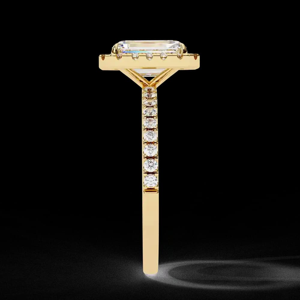 Mira Radiant-Cut Lab Grown Diamond Solitaire Ring with Halo - Image 5 Mira Radiant-Cut Lab Grown Diamond Solitaire Ring with Halo, view 5 of 11