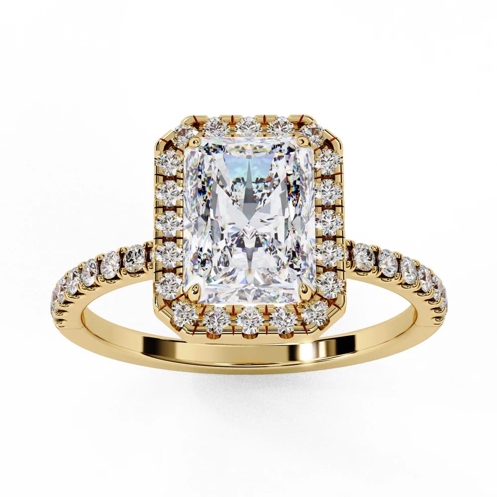 Mira Radiant-Cut Lab Grown Diamond Solitaire Ring with Halo - Image 6 Mira Radiant-Cut Lab Grown Diamond Solitaire Ring with Halo, view 6 of 11