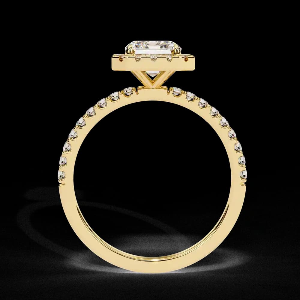 Mira Radiant-Cut Lab Grown Diamond Solitaire Ring with Halo - Image 7 Mira Radiant-Cut Lab Grown Diamond Solitaire Ring with Halo, view 7 of 11