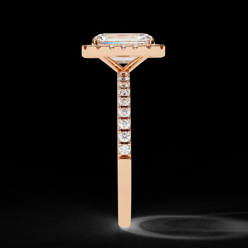 Mira Radiant-Cut Lab Grown Diamond Solitaire Ring with Halo - Image 9 Mira Radiant-Cut Lab Grown Diamond Solitaire Ring with Halo, view 9 of 11