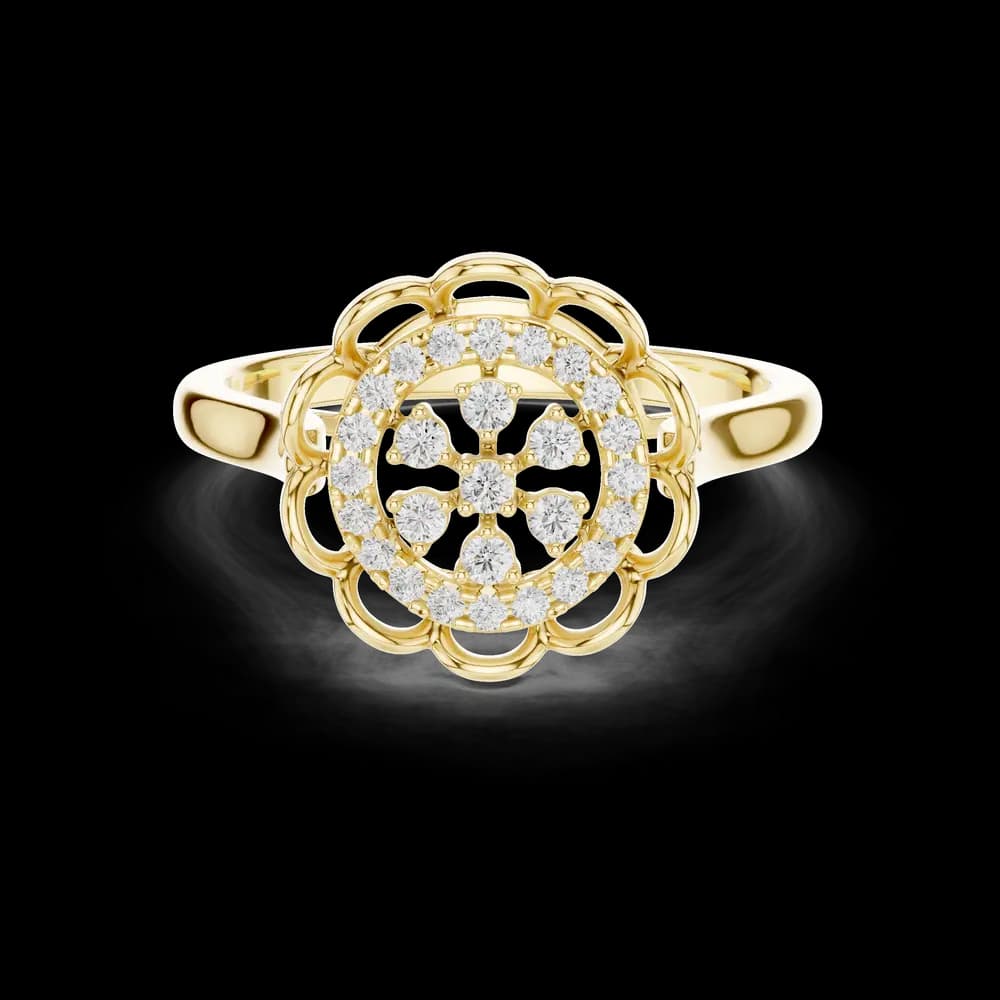 Vintage Flower Halo Lab Grown Diamond Ring - Image 3 Vintage Flower Halo Lab Grown Diamond Ring, view 3 of 6