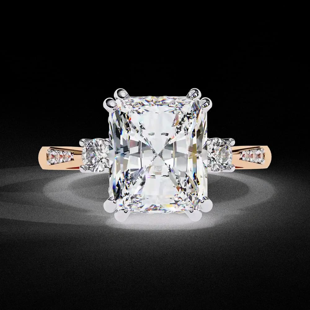 Radiant Pavé Three Stone Lab Grown Ring - Image 12 Radiant Pavé Three Stone Lab Grown Ring, view 12 of 15