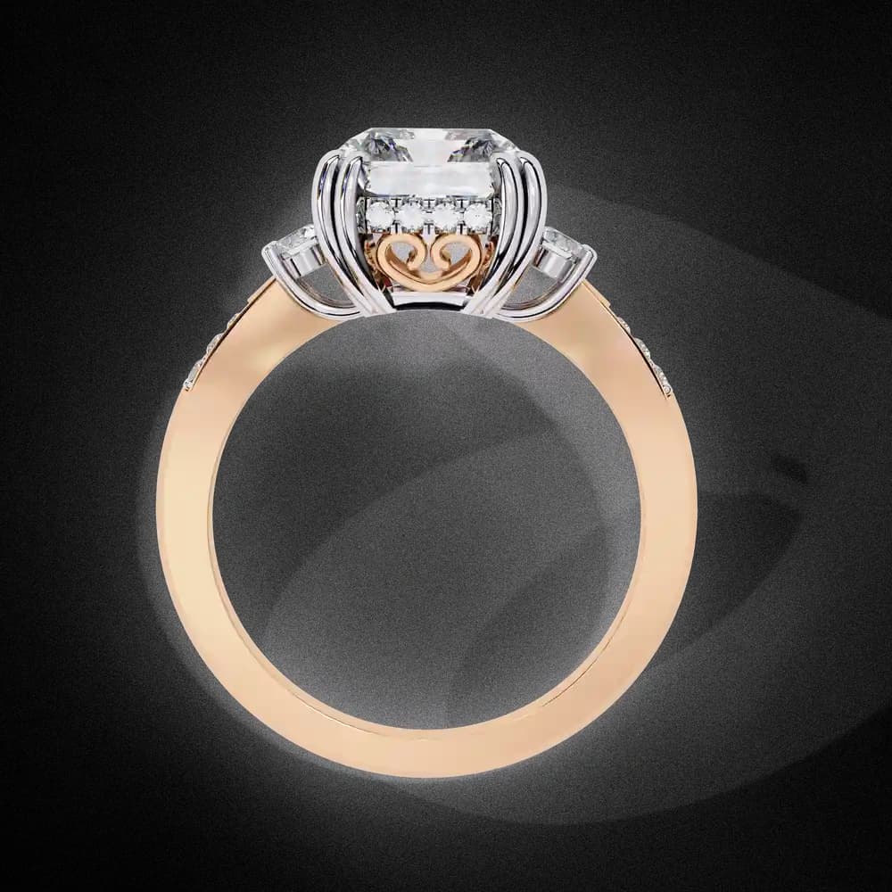 Radiant Pavé Three Stone Lab Grown Ring - Image 15 Radiant Pavé Three Stone Lab Grown Ring, view 15 of 15
