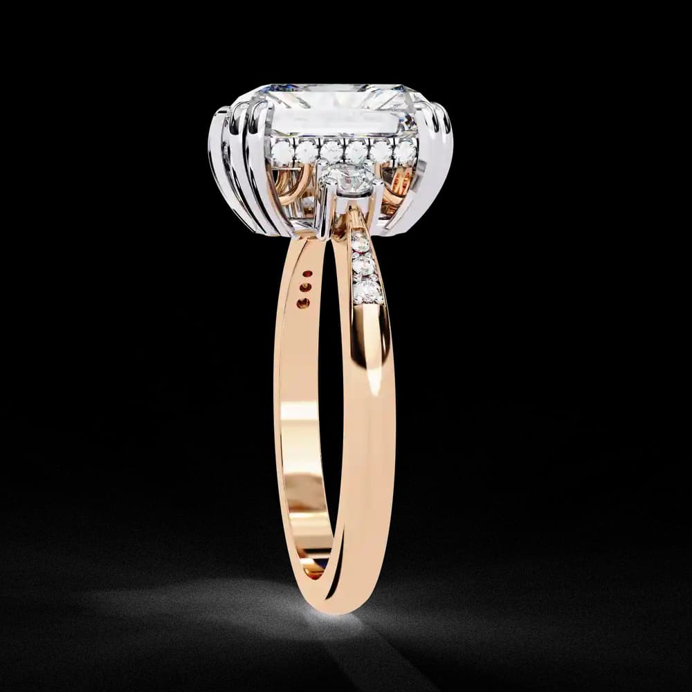 Radiant Pavé Three Stone Lab Grown Ring - Image 3 Radiant Pavé Three Stone Lab Grown Ring, view 3 of 15