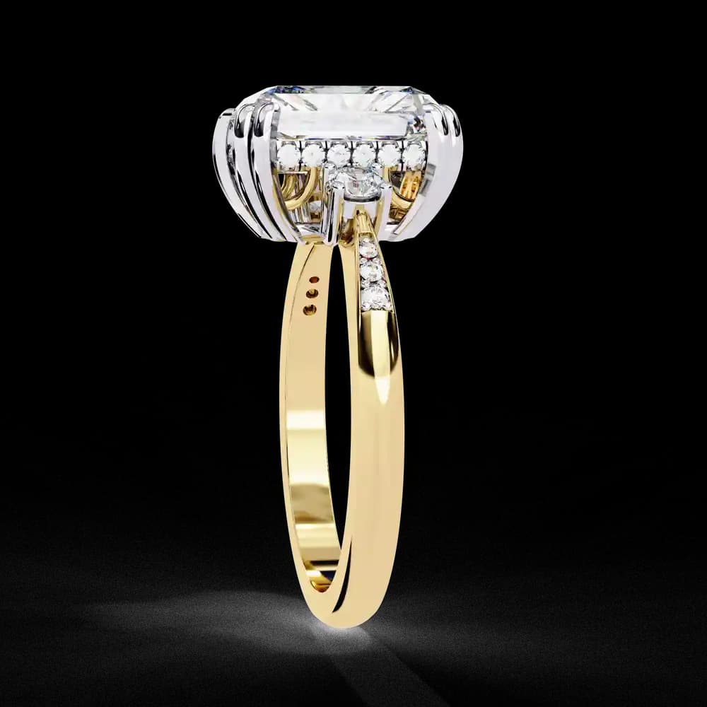 Radiant Pavé Three Stone Lab Grown Ring - Image 4 Radiant Pavé Three Stone Lab Grown Ring, view 4 of 15