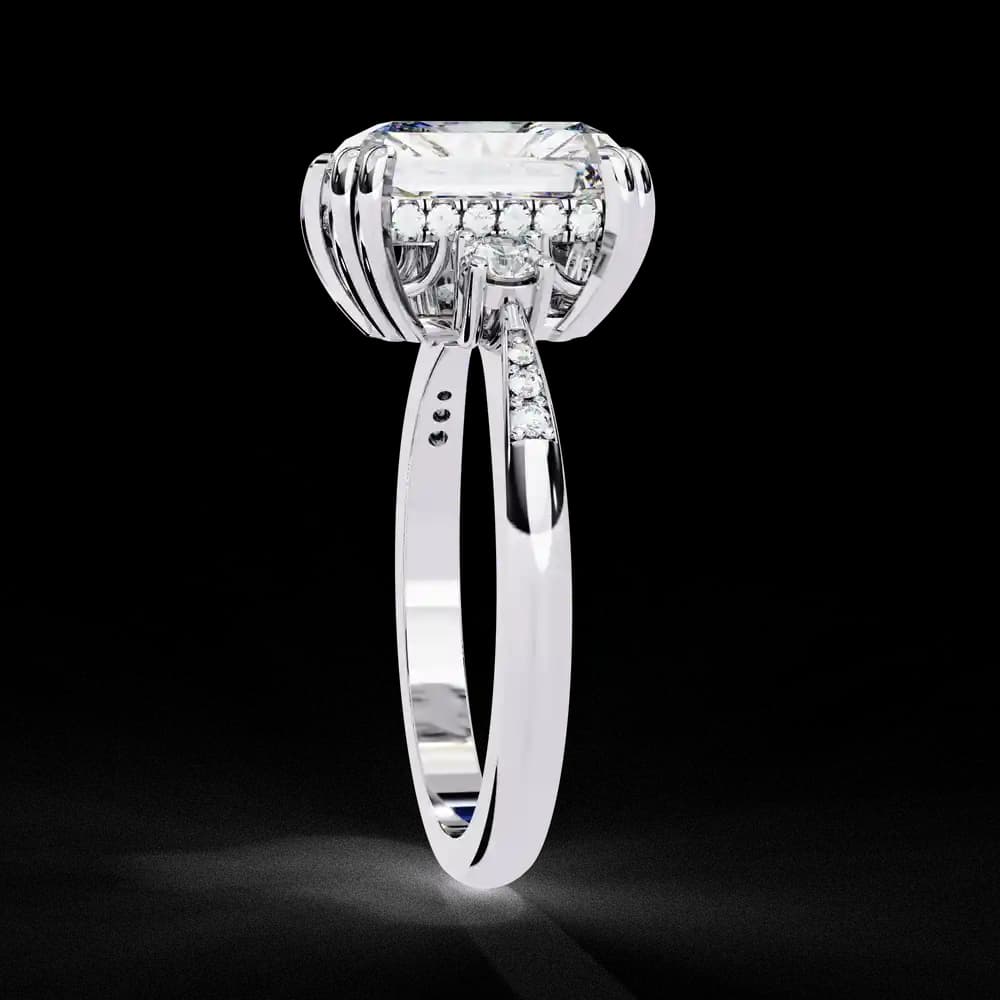 Radiant Pavé Three Stone Lab Grown Ring - Image 5 Radiant Pavé Three Stone Lab Grown Ring, view 5 of 15