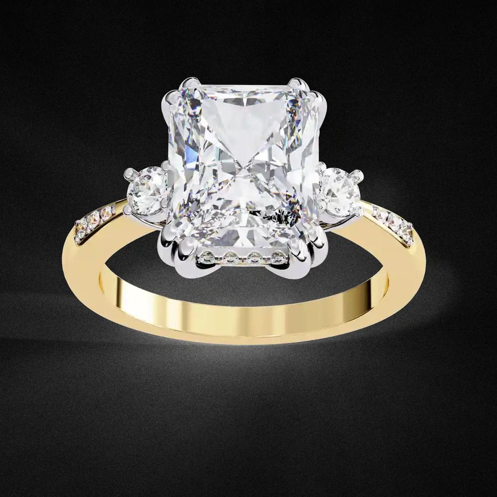 Radiant Pavé Three Stone Lab Grown Ring - Image 9 Radiant Pavé Three Stone Lab Grown Ring, view 9 of 15
