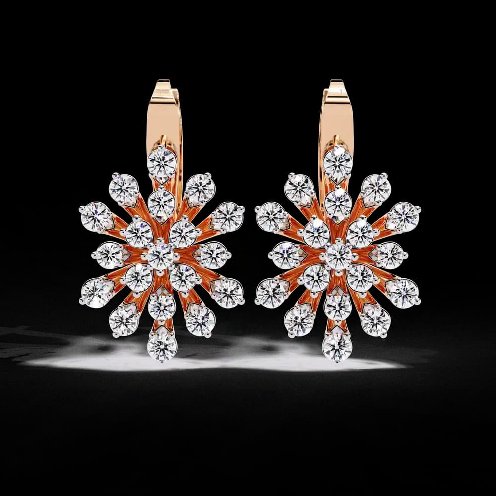 Modern Floral Lab Grown Diamond Earrings - Image 1 Modern Floral Lab Grown Diamond Earrings, view 1 of 4