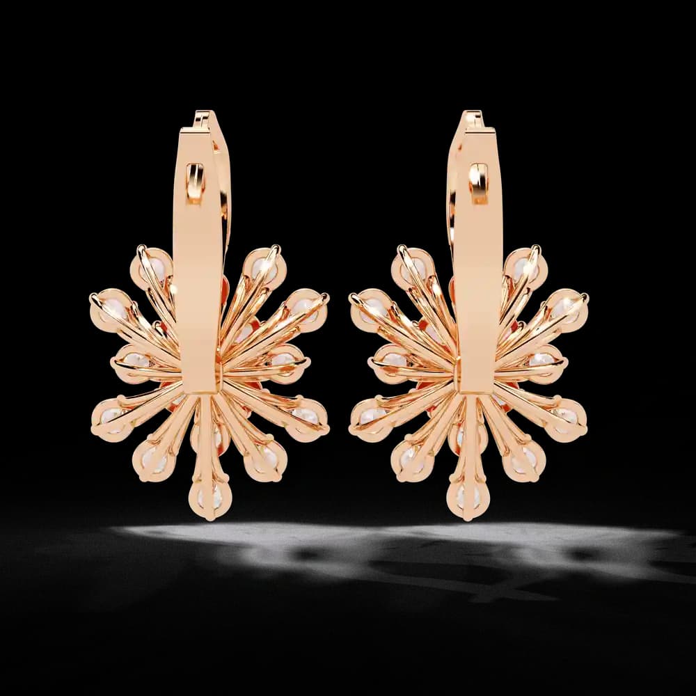 Modern Floral Lab Grown Diamond Earrings - Image 2 Modern Floral Lab Grown Diamond Earrings, view 2 of 4