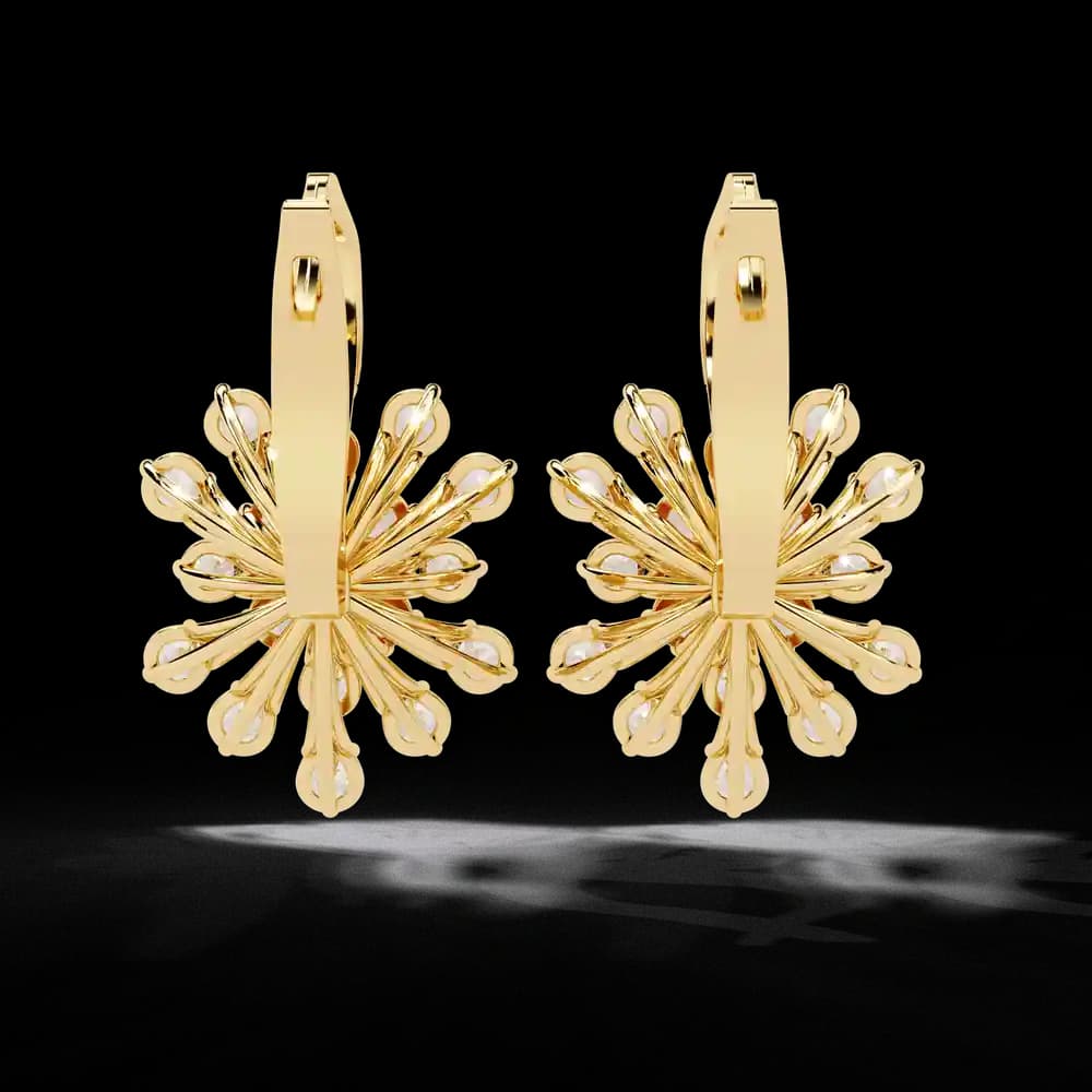 Modern Floral Lab Grown Diamond Earrings - Image 3 Modern Floral Lab Grown Diamond Earrings, view 3 of 4