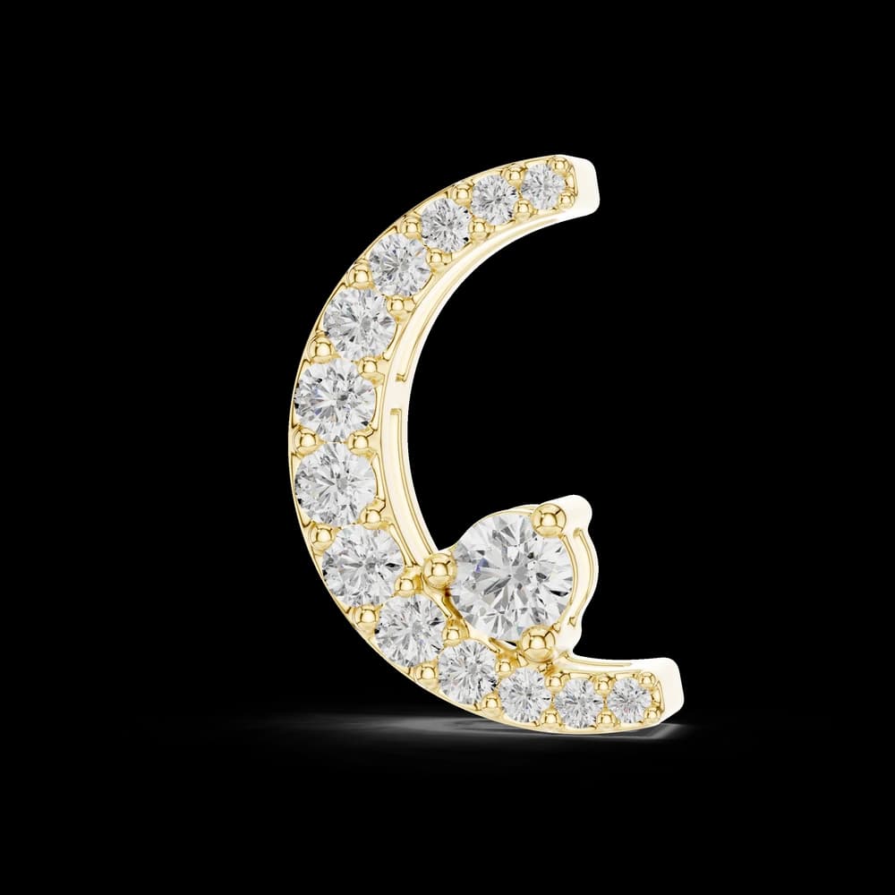 Modern Geometric Moon Lab Grown Diamond Pendant - Image 2 Modern Geometric Moon Lab Grown Diamond Pendant, view 2 of 3