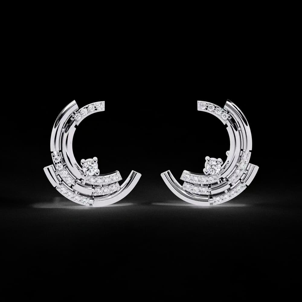 Modern Moon Phase Lab Grown Diamond Stud Earrings - Image 1 Modern Moon Phase Lab Grown Diamond Stud Earrings, view 1 of 15
