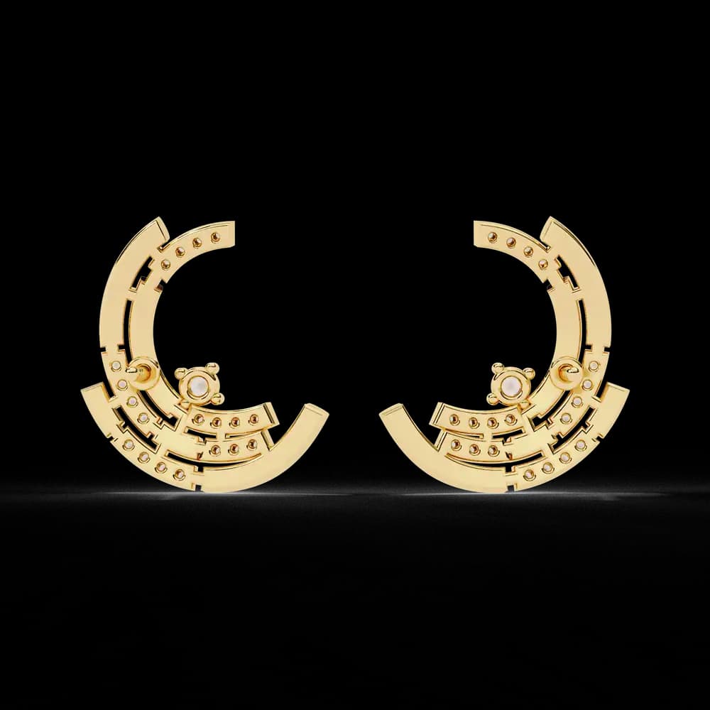 Modern Moon Phase Lab Grown Diamond Stud Earrings - Image 6 Modern Moon Phase Lab Grown Diamond Stud Earrings, view 6 of 15