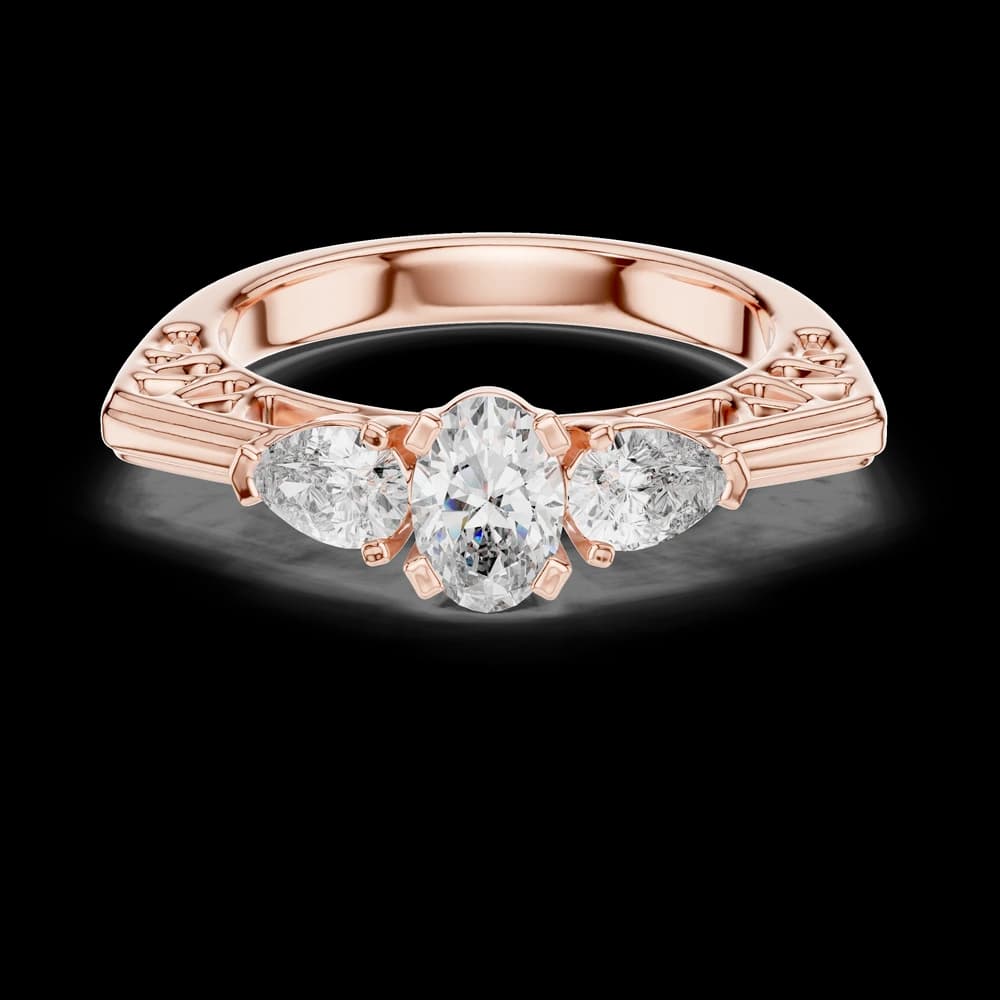 Oval Pear Three Stone Lab Grown Ring - Image 1 Oval Pear Three Stone Lab Grown Ring, view 1 of 3