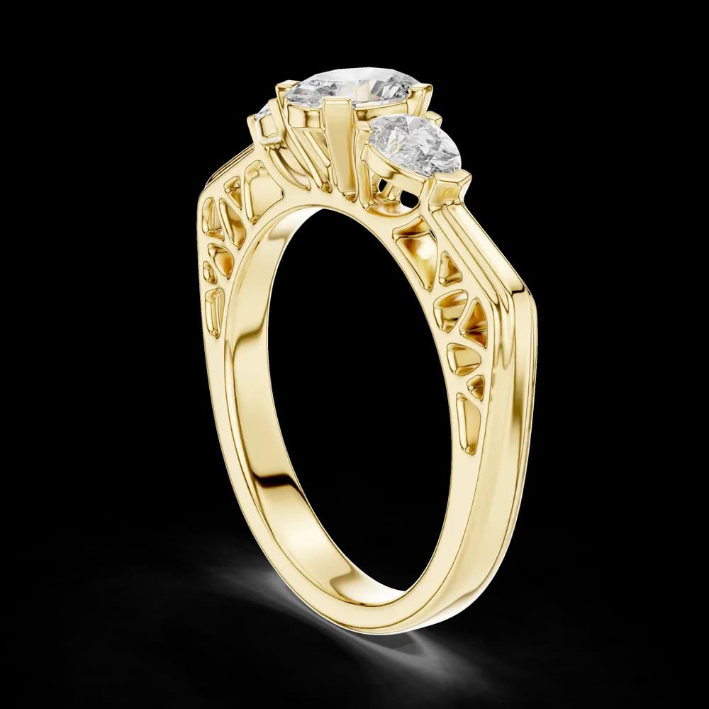 Oval Pear Three Stone Lab Grown Ring - Image 3 Oval Pear Three Stone Lab Grown Ring, view 3 of 3