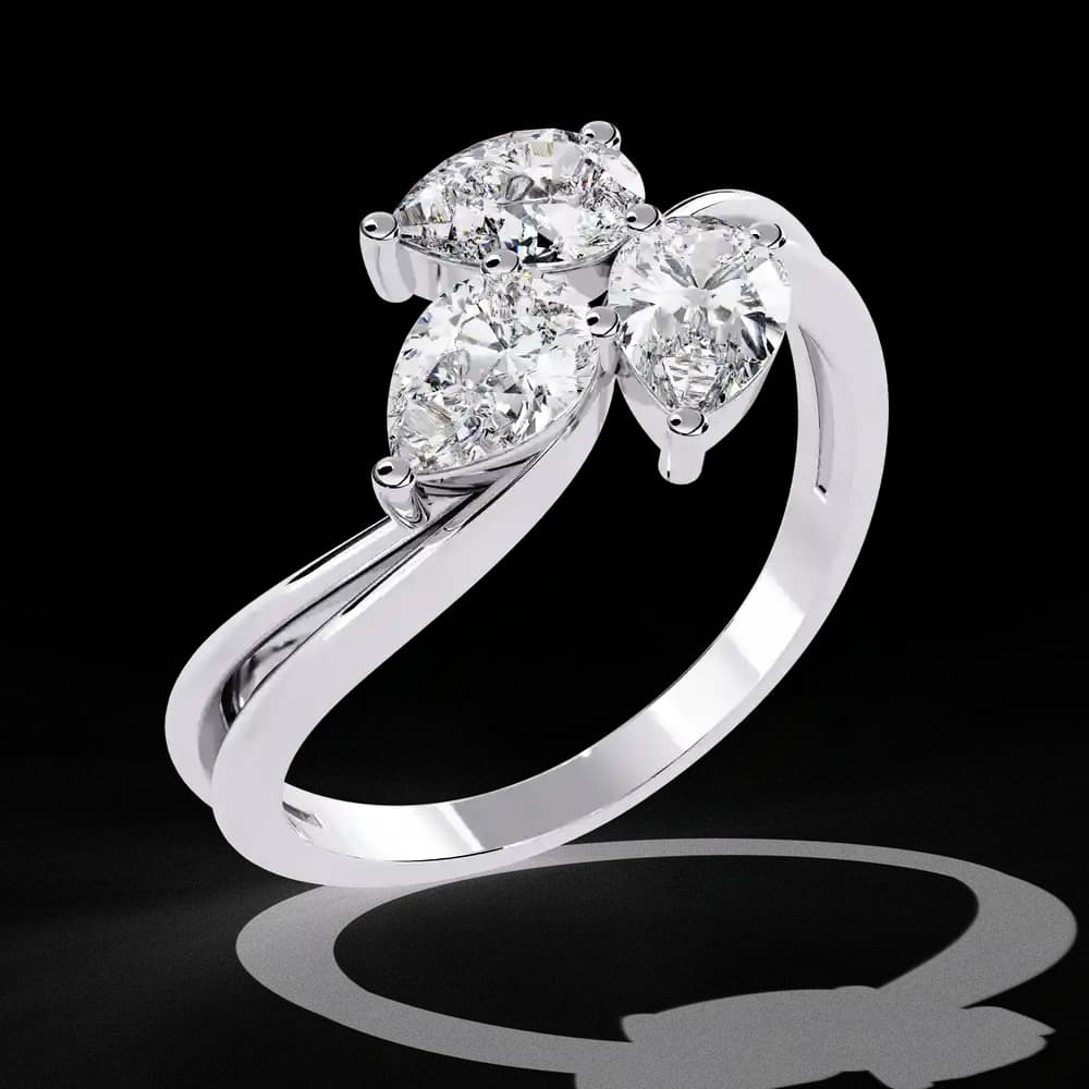 Moena Tri-Pear Lab Grown Diamond Radiance Ring - Image 2 Moena Tri-Pear Lab Grown Diamond Radiance Ring, view 2 of 4