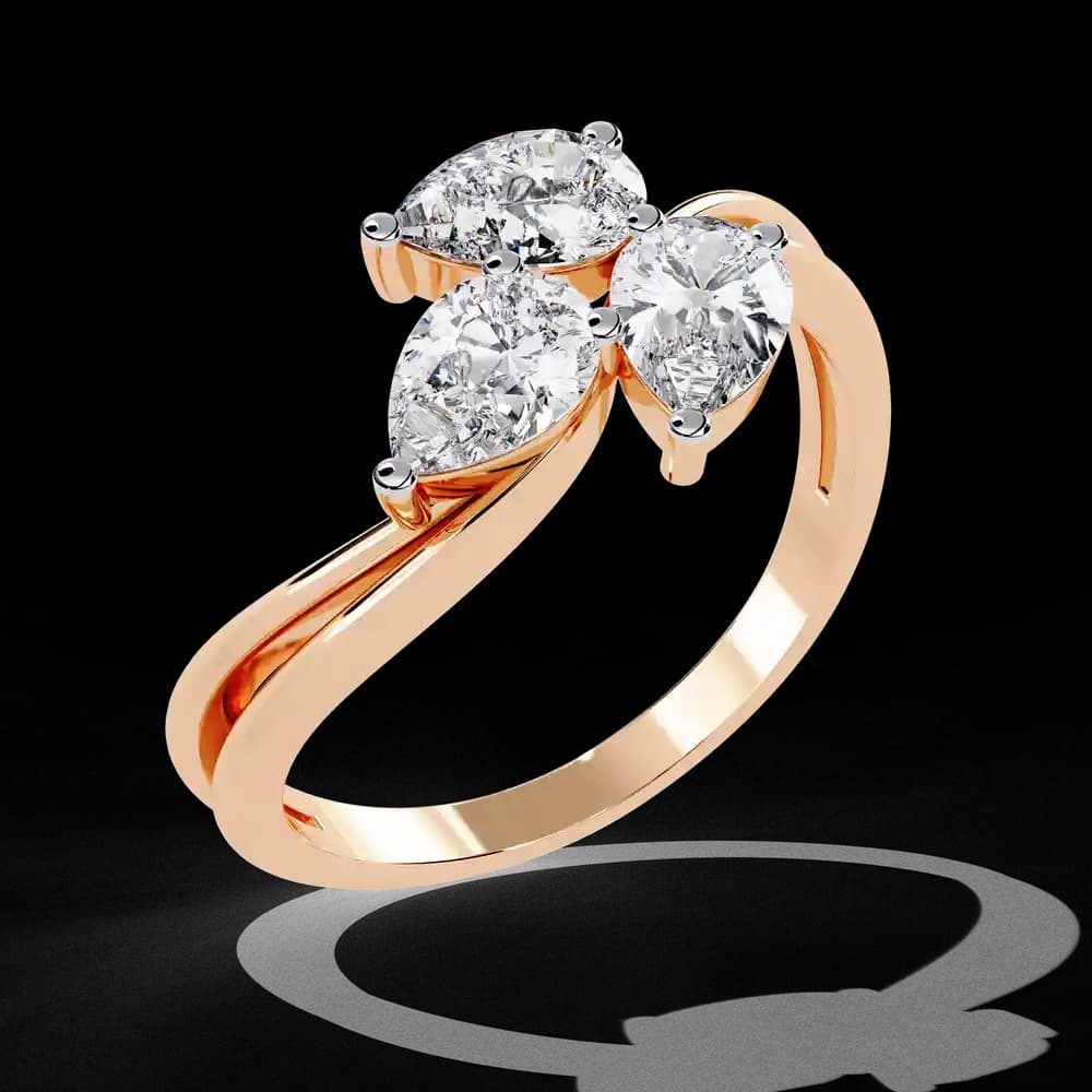 Moena Tri-Pear Lab Grown Diamond Radiance Ring - Image 3 Moena Tri-Pear Lab Grown Diamond Radiance Ring, view 3 of 4