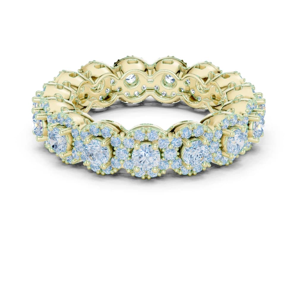 Round Halo Cut Lab Diamond Eternity Band - Image 3 Round Halo Cut Lab Diamond Eternity Band, view 3 of 9
