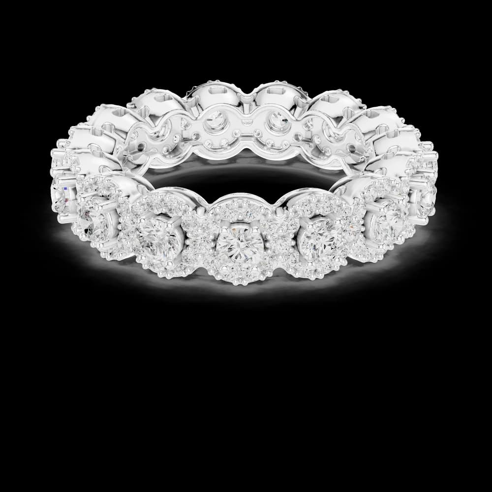 Round Halo Cut Lab Diamond Eternity Band - Image 5 Round Halo Cut Lab Diamond Eternity Band, view 5 of 9