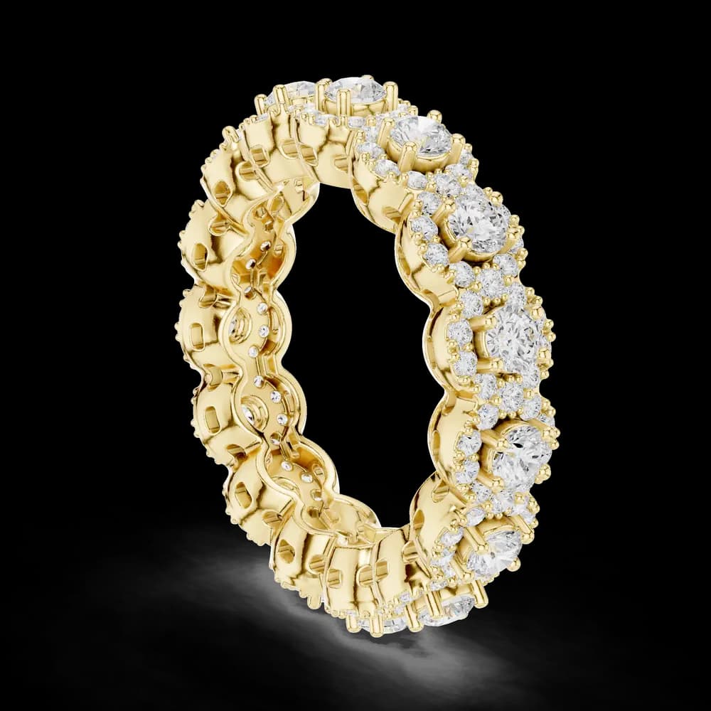 Round Halo Cut Lab Diamond Eternity Band - Image 7 Round Halo Cut Lab Diamond Eternity Band, view 7 of 9
