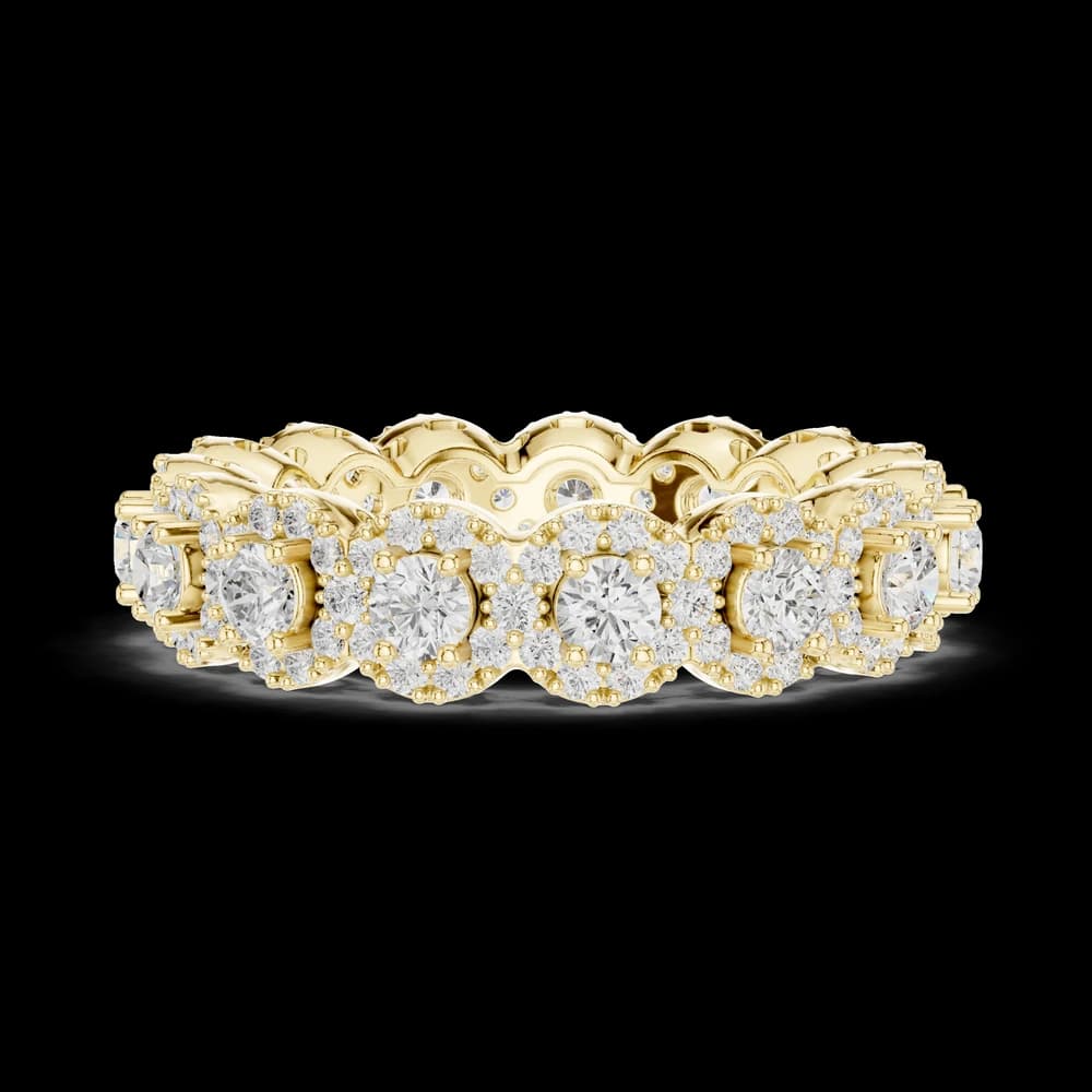 Round Halo Cut Lab Diamond Eternity Band - Image 9 Round Halo Cut Lab Diamond Eternity Band, view 9 of 9