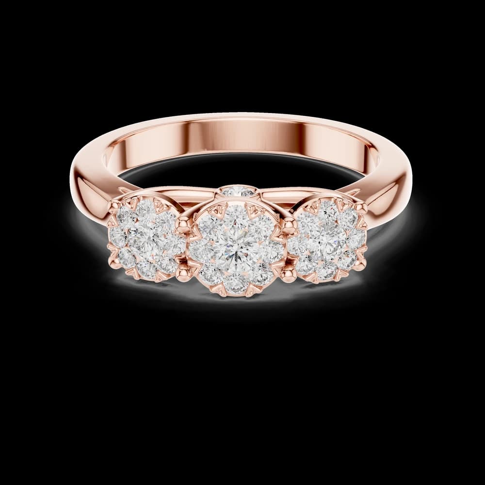 Classic Three-Cluster Diamond Gold Band - Image 1 Classic Three-Cluster Diamond Gold Band, view 1 of 6