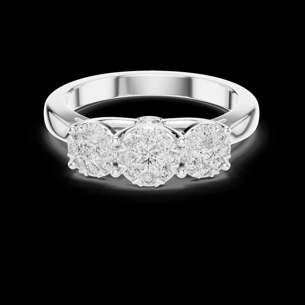Classic Three-Cluster Diamond Gold Band - Image 2 Classic Three-Cluster Diamond Gold Band, view 2 of 6
