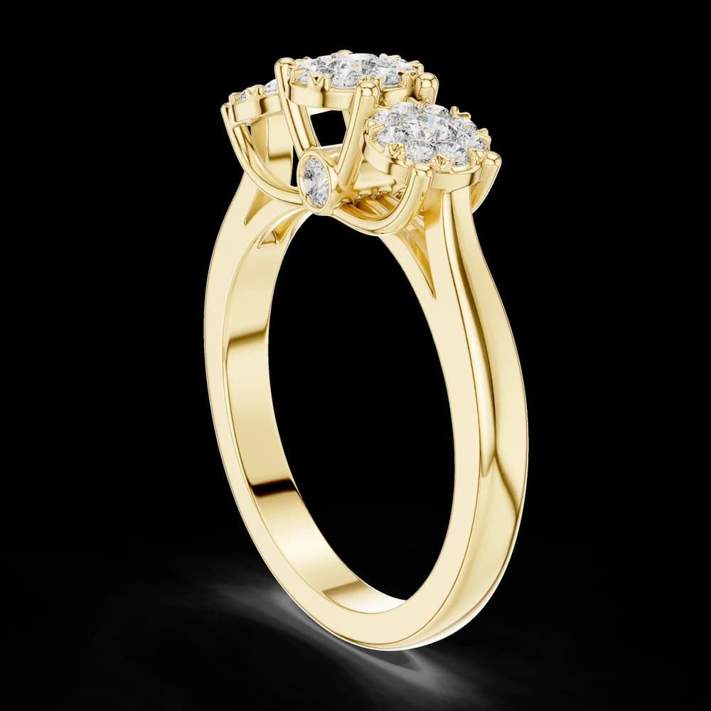 Classic Three-Cluster Diamond Gold Band - Image 4 Classic Three-Cluster Diamond Gold Band, view 4 of 6