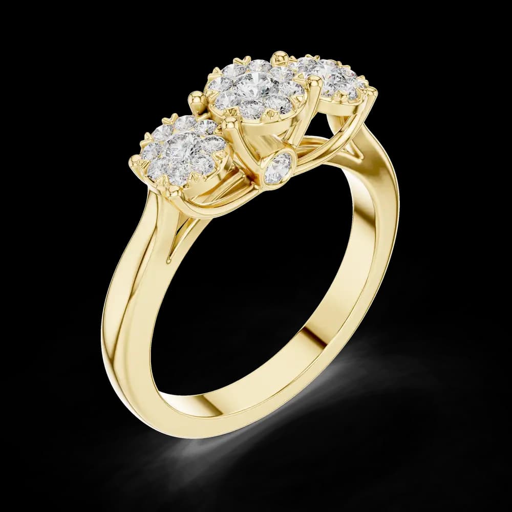 Classic Three-Cluster Diamond Gold Band - Image 5 Classic Three-Cluster Diamond Gold Band, view 5 of 6
