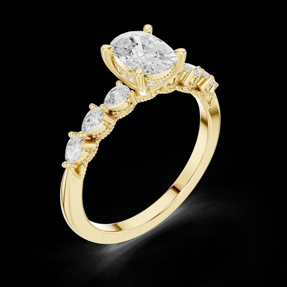 Oval Pear Side Lab Grown Diamond Ring - Image 5 Oval Pear Side Lab Grown Diamond Ring, view 5 of 6