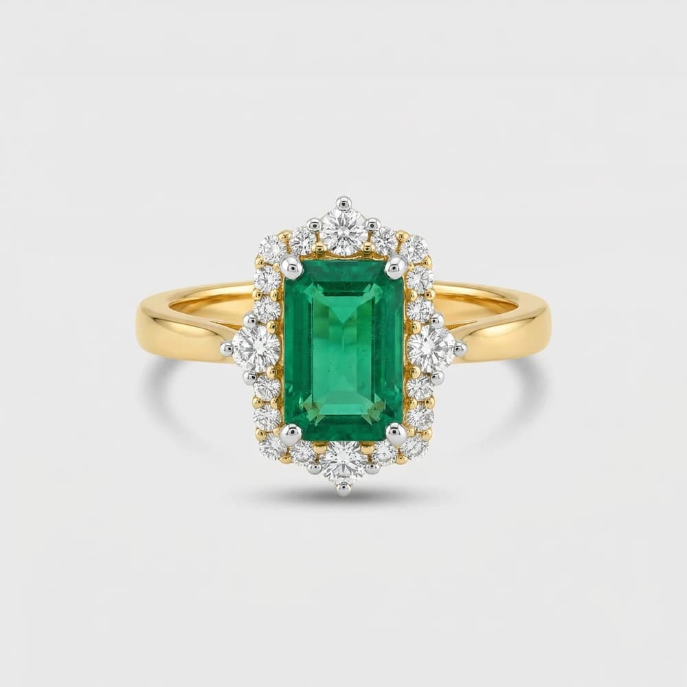Emerald Cut Halo Lab Grown Diamond Ring - Image 1 Emerald Cut Halo Lab Grown Diamond Ring, view 1 of 1