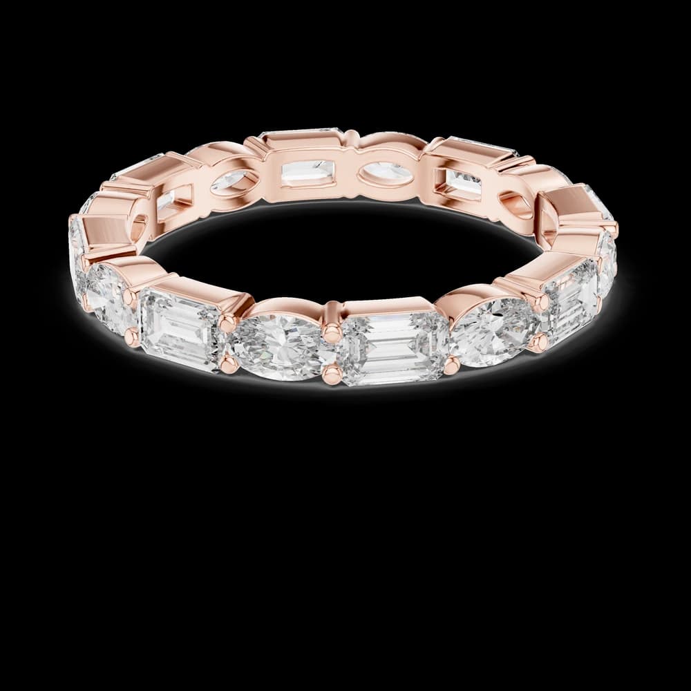 East-West Emerald & Oval Diamond Eternity Band - Image 2 East-West Emerald & Oval Diamond Eternity Band, view 2 of 10