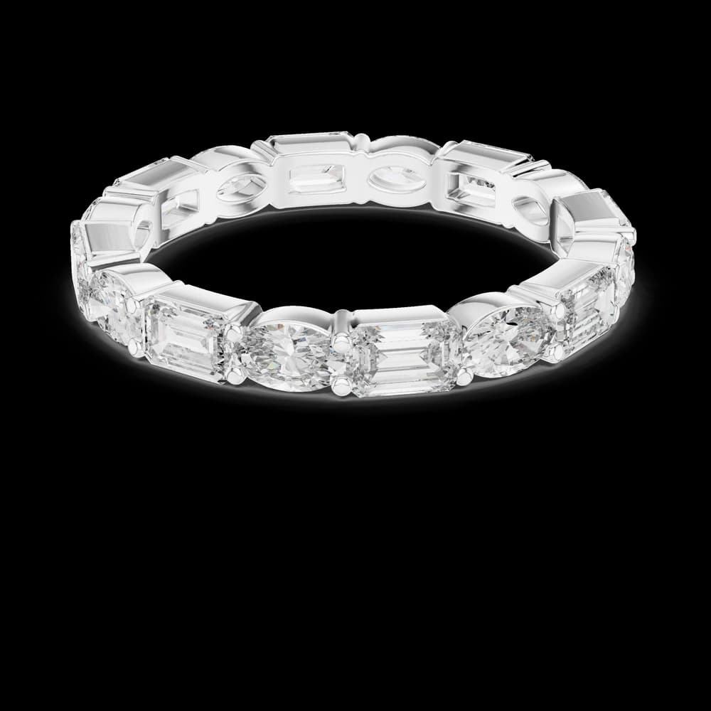 East-West Emerald & Oval Diamond Eternity Band - Image 4 East-West Emerald & Oval Diamond Eternity Band, view 4 of 10