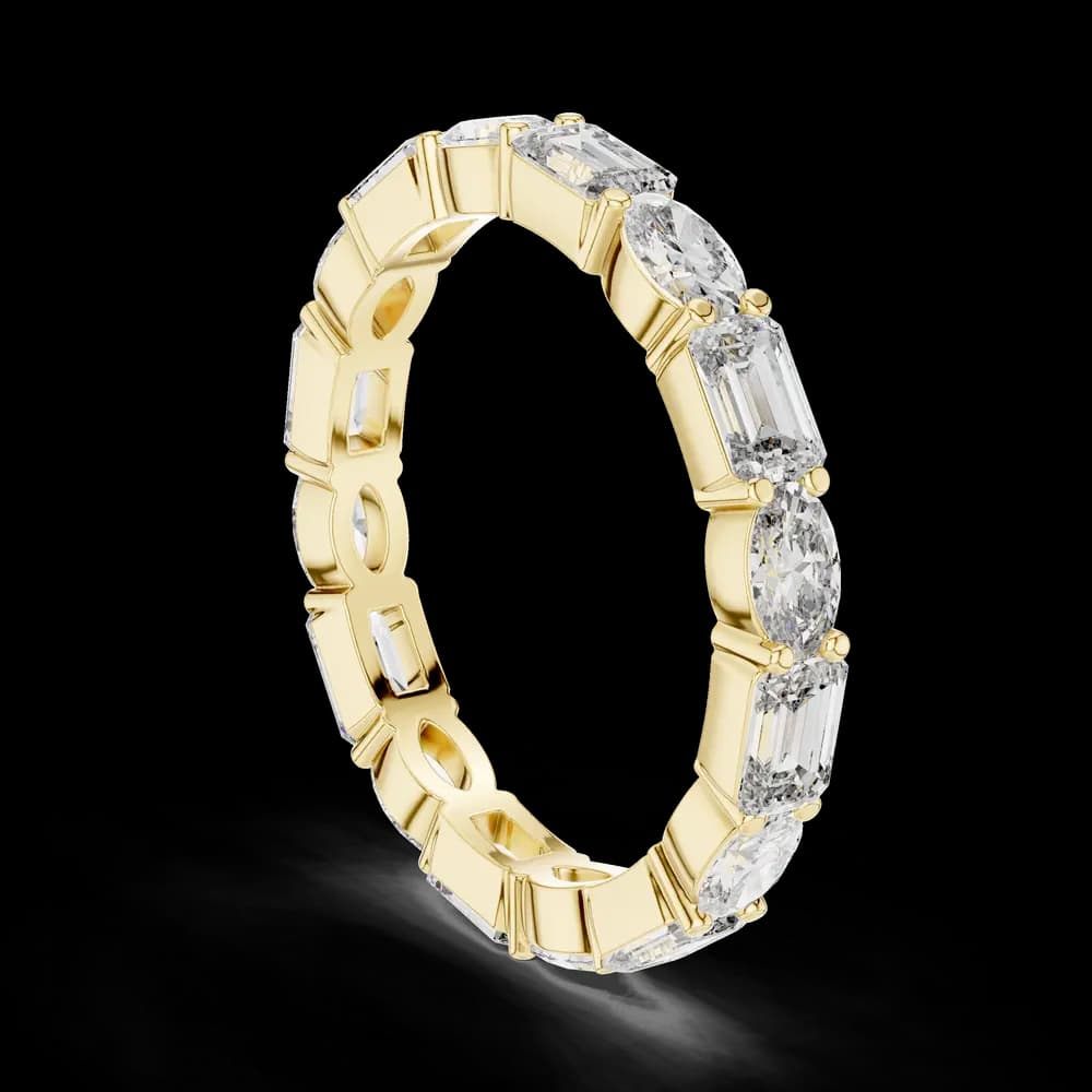 East-West Emerald & Oval Diamond Eternity Band - Image 6 East-West Emerald & Oval Diamond Eternity Band, view 6 of 10