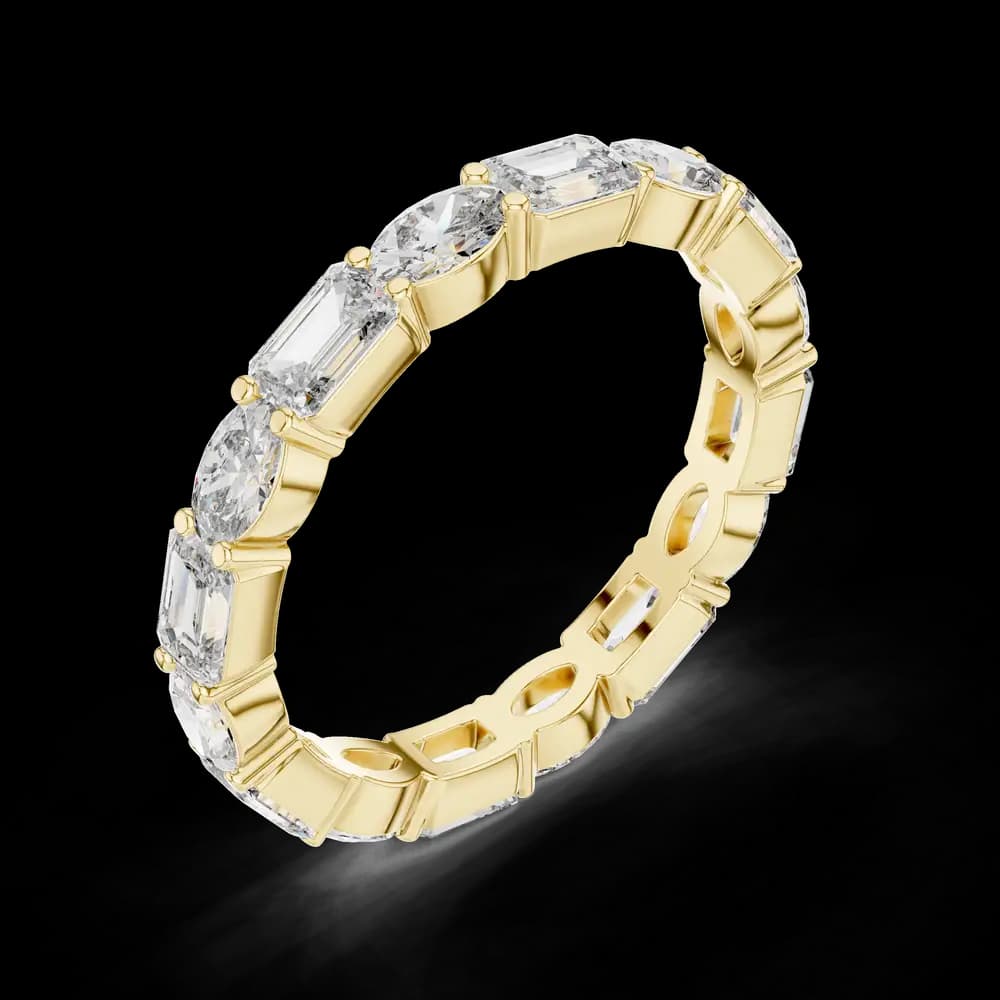 East-West Emerald & Oval Diamond Eternity Band - Image 7 East-West Emerald & Oval Diamond Eternity Band, view 7 of 10
