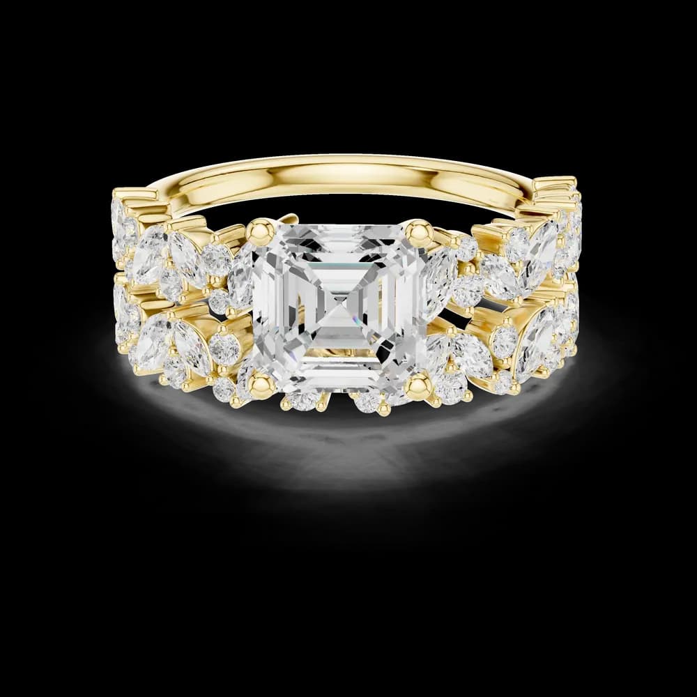 Asscher Cut Cluster Lab Grown Diamond Ring - Image 3 Asscher Cut Cluster Lab Grown Diamond Ring, view 3 of 6