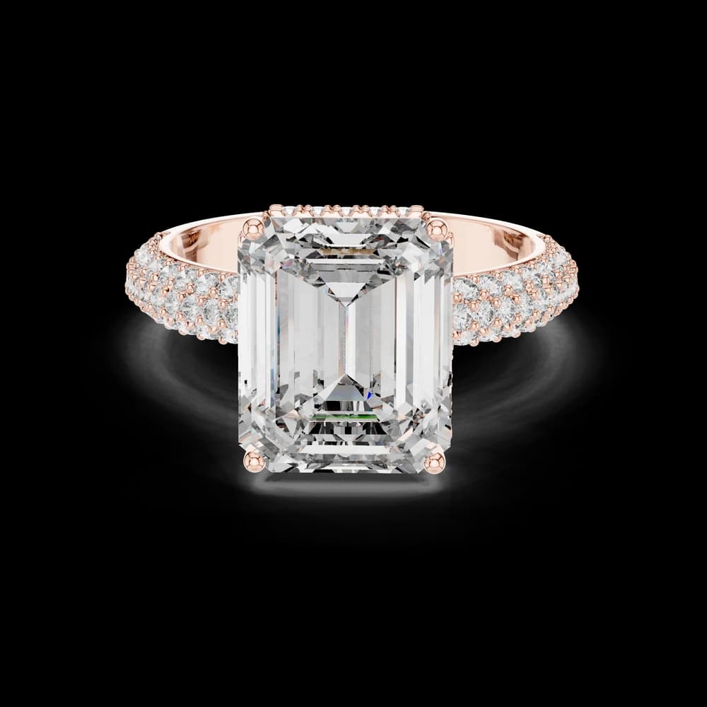 Elegant Emerald Cut Multi Pavé Lab Grown Diamond Ring - Image 1 Elegant Emerald Cut Multi Pavé Lab Grown Diamond Ring, view 1 of 6