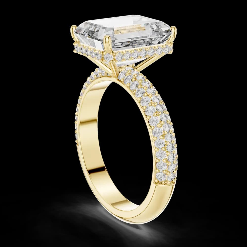 Elegant Emerald Cut Multi Pavé Lab Grown Diamond Ring - Image 4 Elegant Emerald Cut Multi Pavé Lab Grown Diamond Ring, view 4 of 6