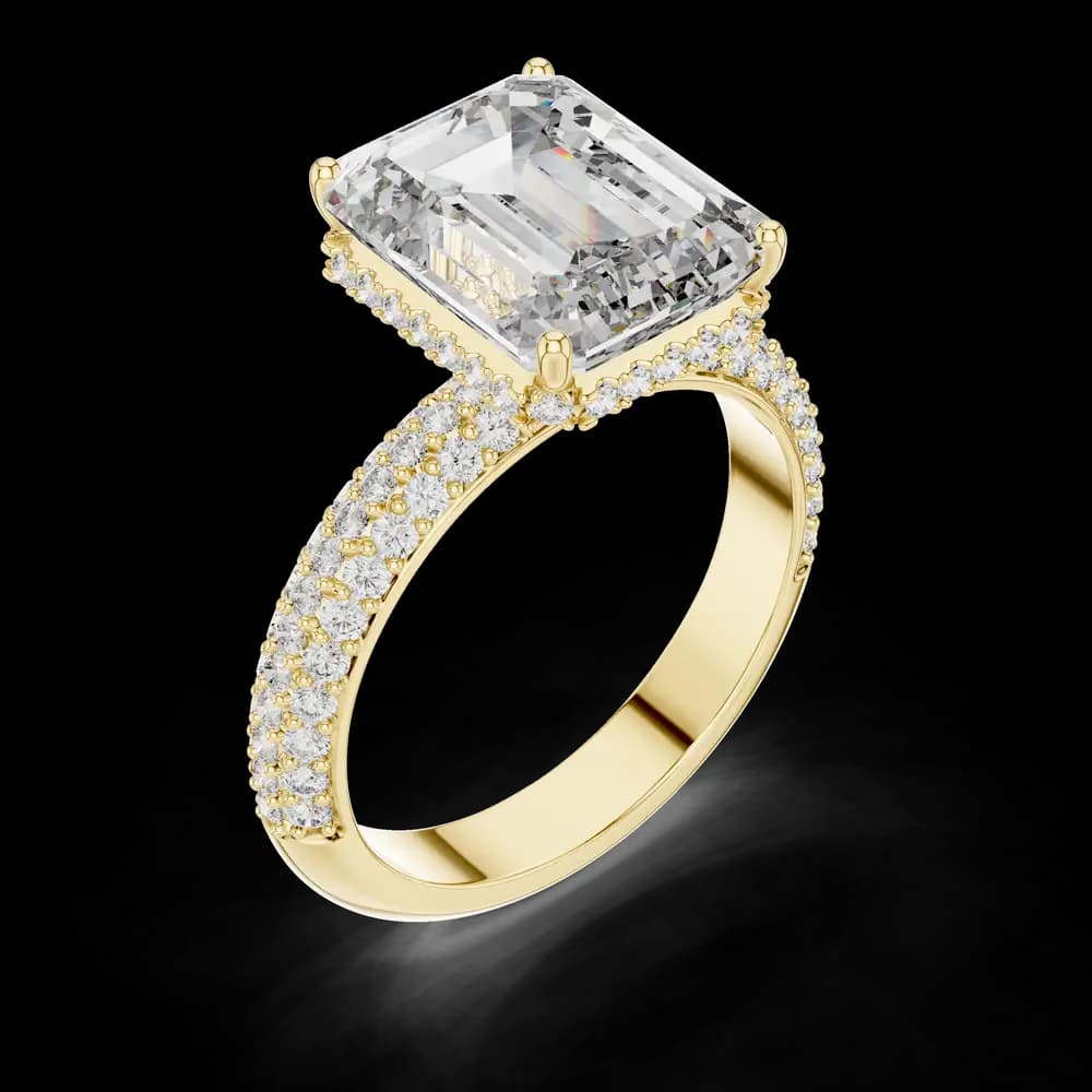 Elegant Emerald Cut Multi Pavé Lab Grown Diamond Ring - Image 5 Elegant Emerald Cut Multi Pavé Lab Grown Diamond Ring, view 5 of 6