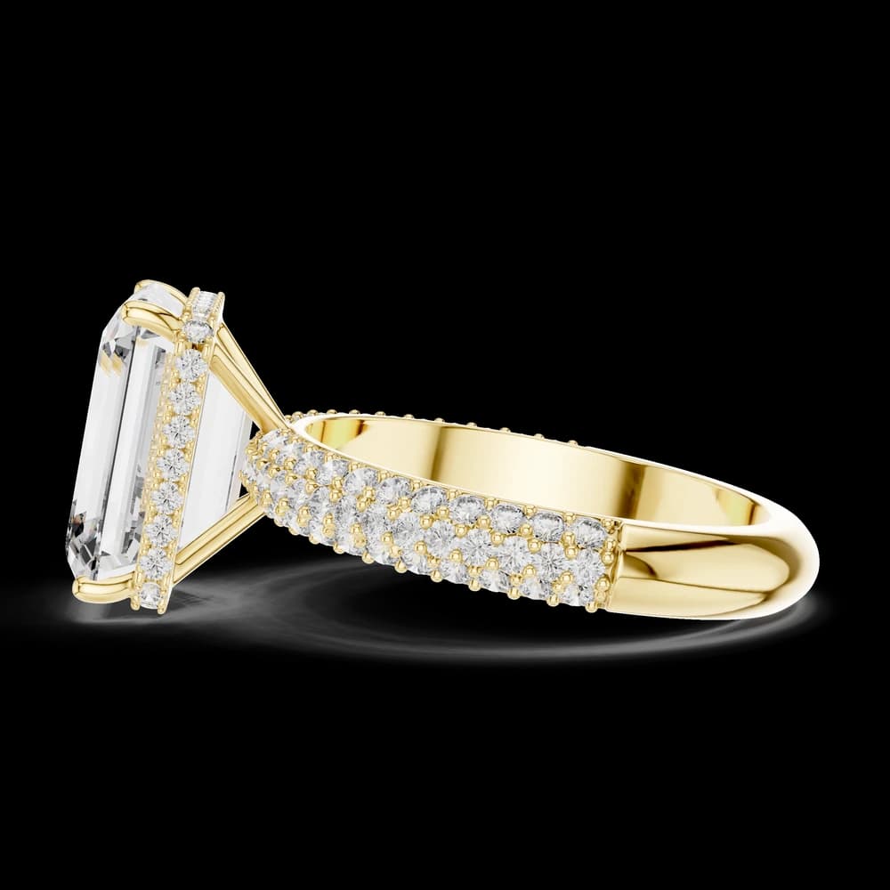 Elegant Emerald Cut Multi Pavé Lab Grown Diamond Ring - Image 6 Elegant Emerald Cut Multi Pavé Lab Grown Diamond Ring, view 6 of 6