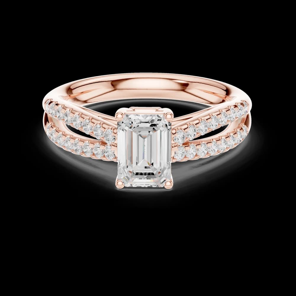 Split Shank Emerald Cut Ring - Image 1 Split Shank Emerald Cut Ring, view 1 of 6