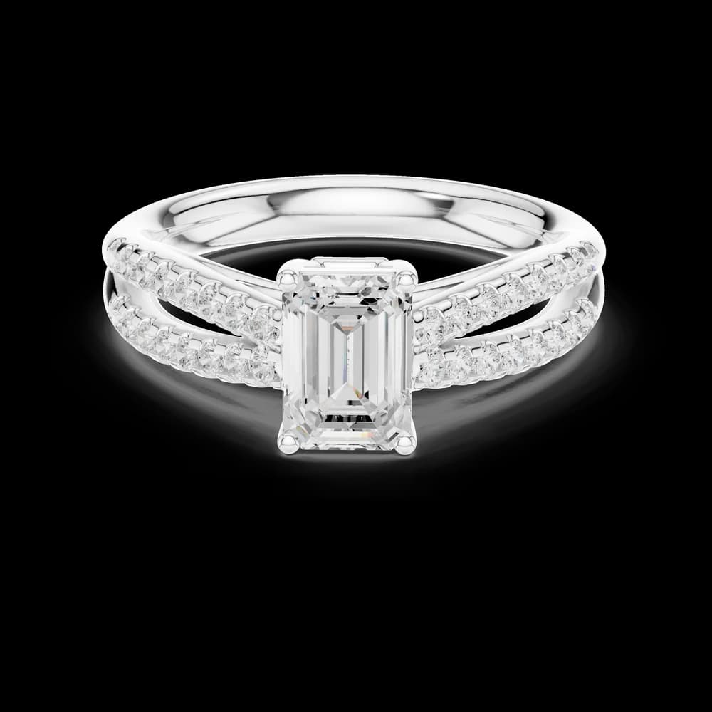 Split Shank Emerald Cut Ring - Image 2 Split Shank Emerald Cut Ring, view 2 of 6